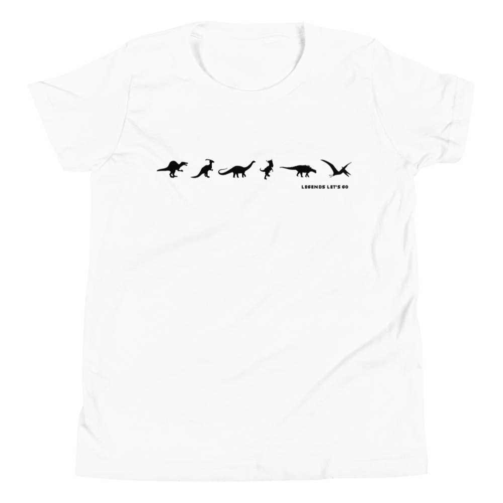 Dinos in Line black print on white shirt