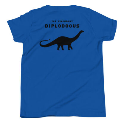 Diplodocus black print on blue shirt by Legends Let's Go
