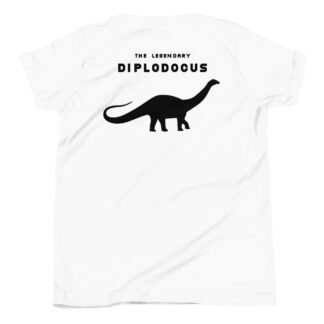 Diplodocus black print on white shirt by Legends Let's Go